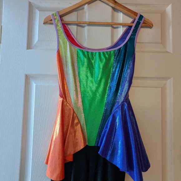 Burntsoul Rainbow Kaleidoscope Peplum Catsuit - Picture 3 of 9